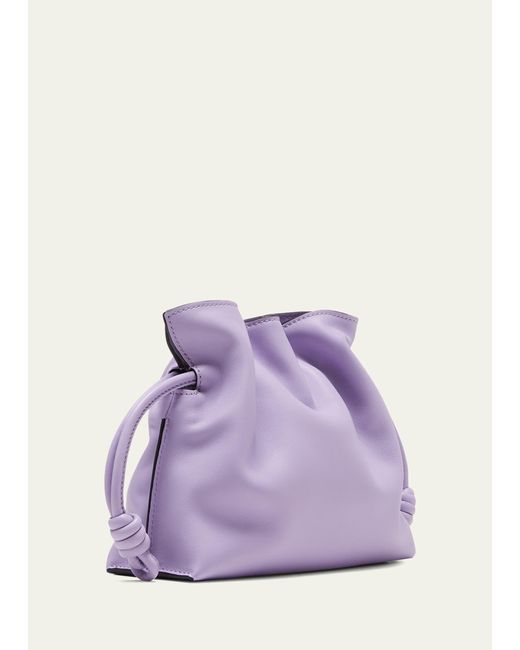 Loewe Purple Flamenco Mini Clutch Bag In Napa Leather With Blind Embossed Anagram