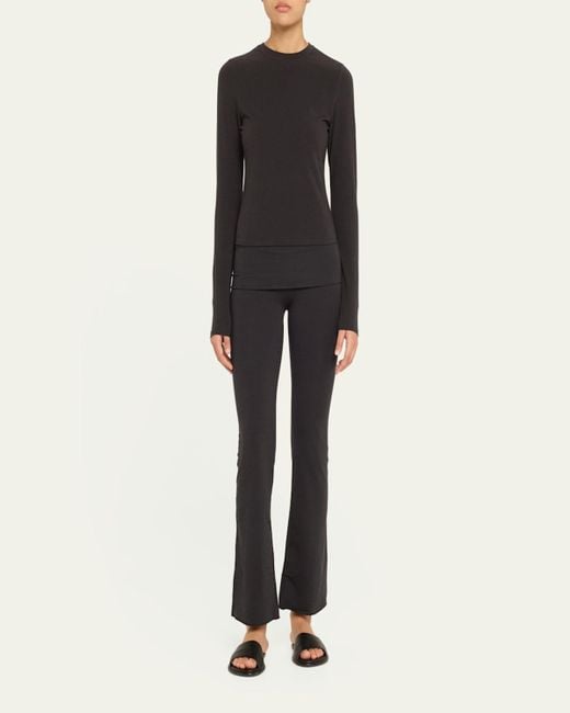 Skims Black Cotton Jersey Long-Sleeve Crewneck T-Shirt