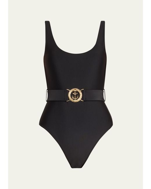 L'Agence Black Mila Solid Scoop-neck One-piece Swimsuit