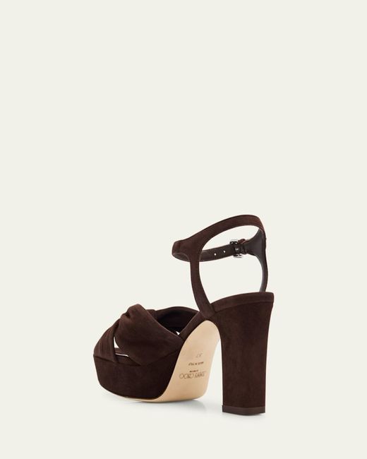 Jimmy Choo Natural Heloise Suede Knot Platform Sandals