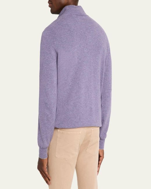 Brunello Cucinelli Red Cashmere Quarter-Zip Sweater for men