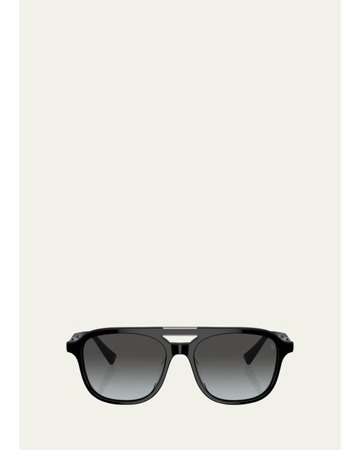 Brunello Cucinelli Black Modern Acetate Aviator Sunglasses