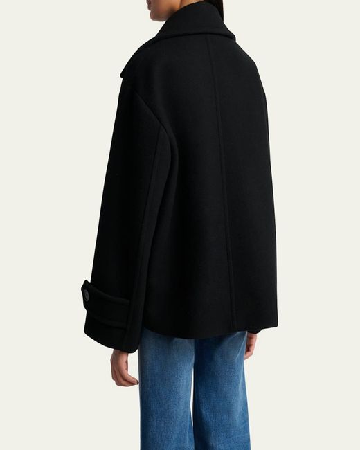 Chloé Black Double-Breasted Wool Peacoat