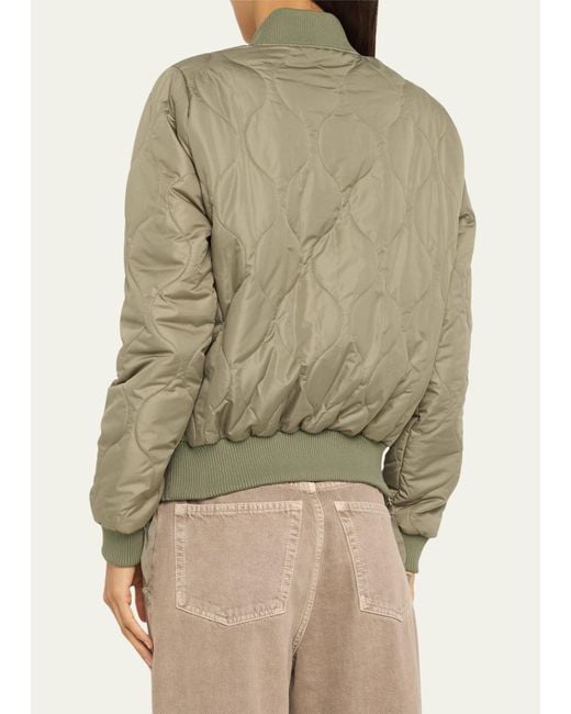 Bliss and Mischief Green Neil Quilted Bomber Jacket