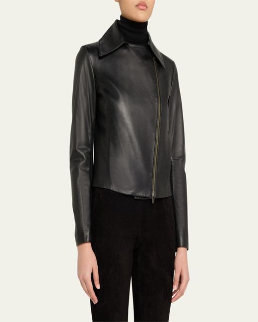 Vince Black Leather Zip-Front Jacket