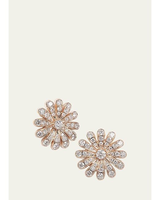 Nam Cho Natural 18k Rose Gold Daisy Earrings With Diamonds