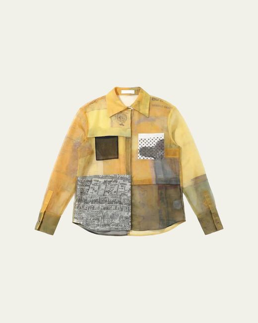 Jason Wu Metallic Patchwork Button-Down Shirt