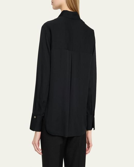 Vince Black Classic Button-Front Blouse