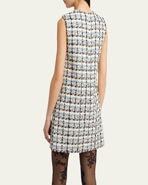 Valentino Garavani White Bow-Embellished Sequin Tweed Mini Dress
