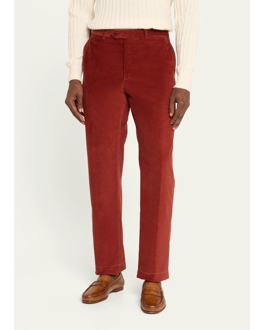 Brioni Red Micro-corduroy Flat Front Pants for men