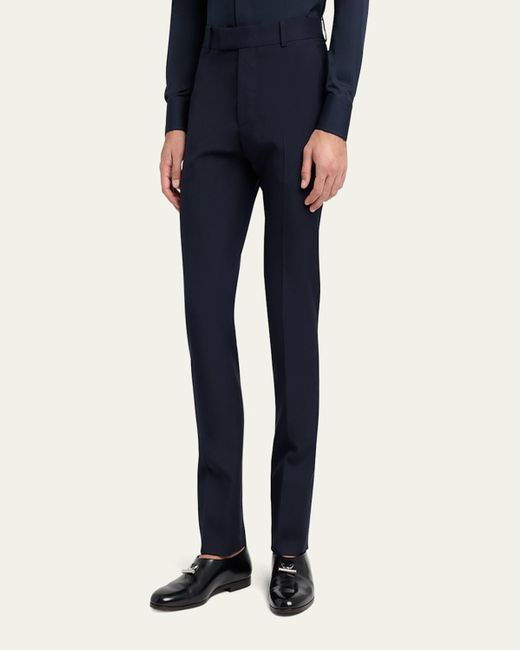 Alexander McQueen Blue Wool Cigarette Trousers for men