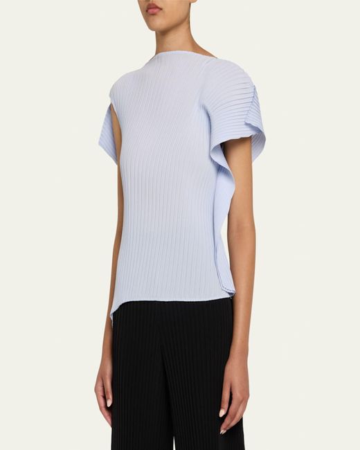 Issey Miyake Blue Shadow Study Pleats Solid Top