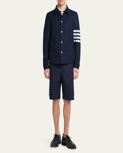 Thom Browne Blue Utility Patch Wool Chore Jacket for men