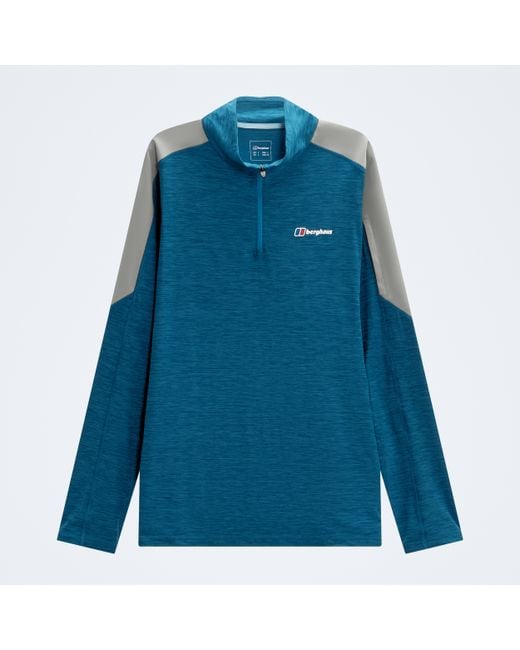 Berghaus Blue Farndale+ Long Sleeve Half Zip Tech Tee for men