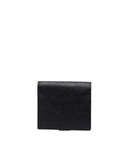 Thom Browne 3-bow Card Holder W/ Chain Strap In Pebble Grain