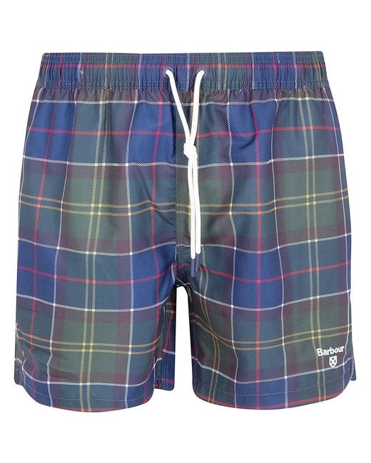 Barbour Blue Staple Tartan Swim Shorts for men