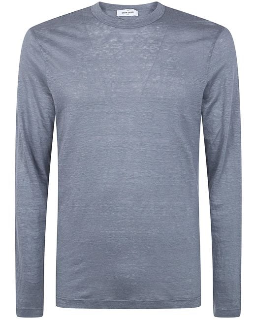 Gran Sasso Blue Logo Print Long Sleeves T-Shirt for men