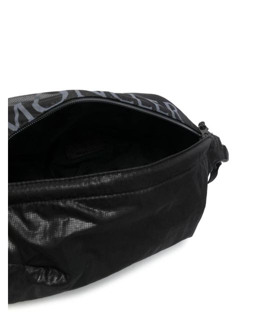 Moncler Black Alchemy Logo-Print Leather Shoulder Bag for men