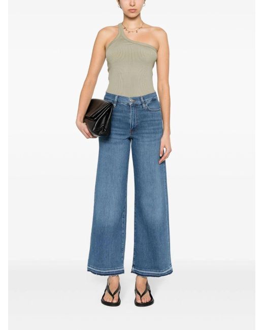 FRAME Blue Le Slim High-Rise Palazzo Jeans