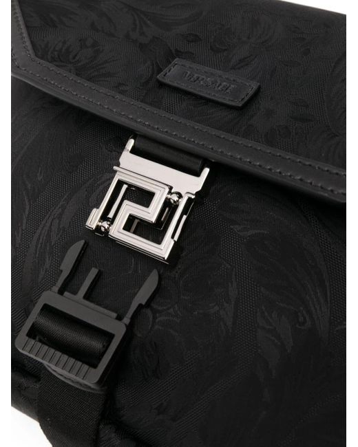 Versace Black Neo Nylon Jacquard Messenger Bag for men