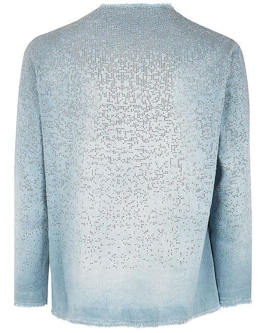 Avant Toi Blue Round Neck Micro Mat Stitch Jacket With Studs And Strass