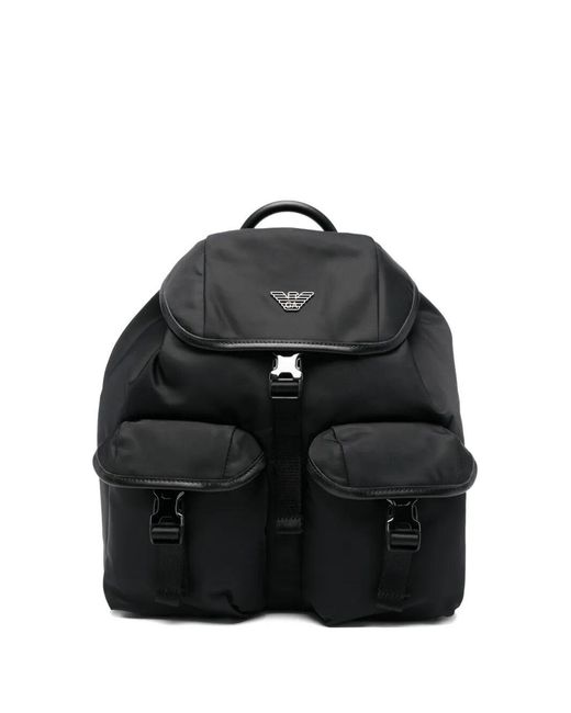 Emporio Armani Black Nylon Backpack