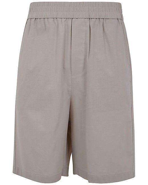 AMI Gray Elasticated Waist Bermuda Shorts for men