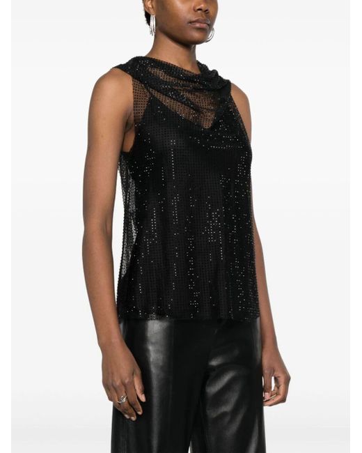 Philosophy Black Sleeveless Top With Tulle
