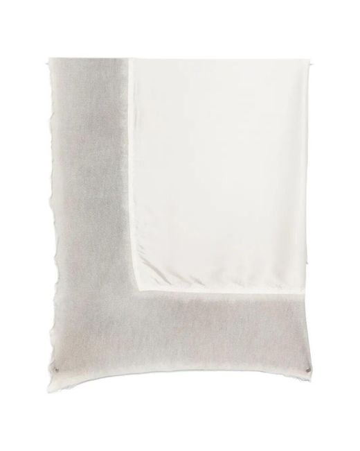 Avant Toi White Bicolor Double Foulard Scarf With Destroyed Edges 110X110