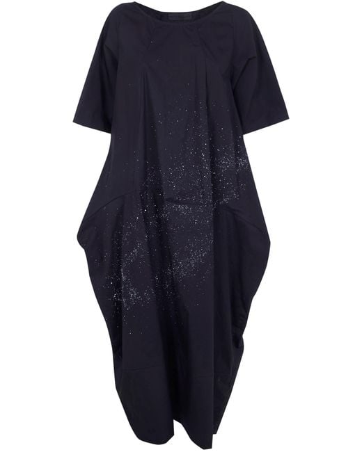 Maria Calderara Blue Crinkled Cotton Long Dress