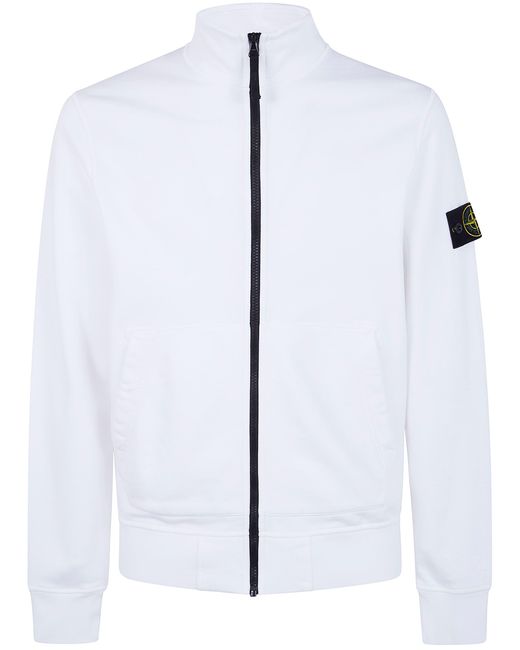 Stone Island White Zip Up Cardigan for men