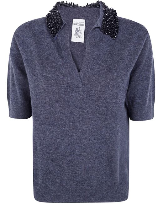 Semicouture Blue Polo Short Sleeves "Margy"
