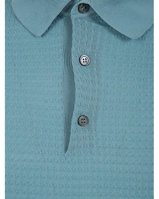 FILIPPO DE LAURENTIIS Blue Short Sleeves Three Buttons Polo for men