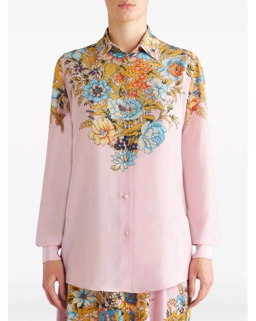 Etro Pink Crepe De Chine Shirt Clothing