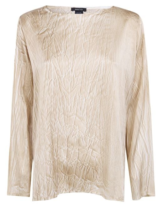 Avant Toi Natural Crumpled Effect Stretch Silk Blouse