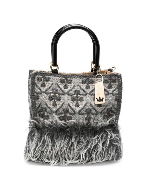 La Milanesa Gray Handbag Medium Crochet Bag "Lady"