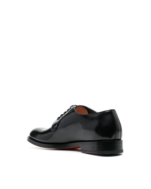 Santoni Black Laced Shoes: Guillem for men
