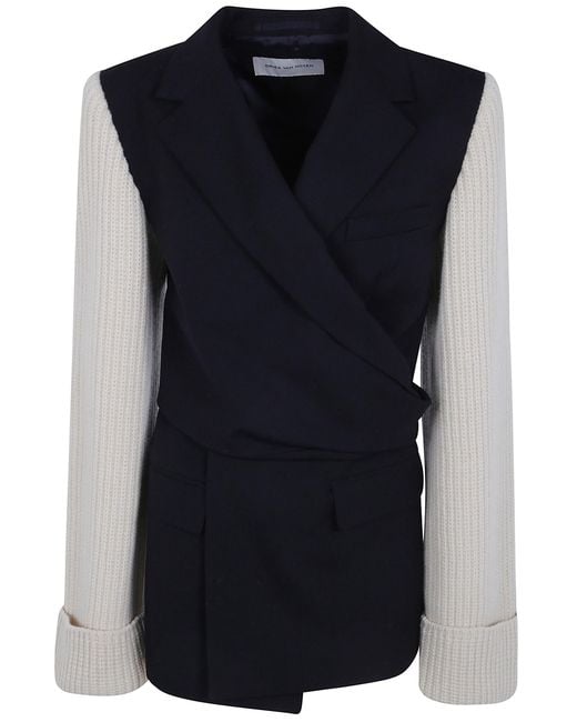 Dries Van Noten Blue Jacket Wool "Beline"