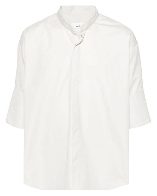 AMI White Mandarin Collar Shirt for men
