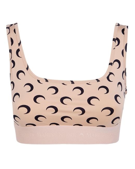 MARINE SERRE Metallic "Moon" Printed Jersey Sports Bra