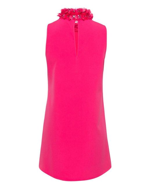 P.A.R.O.S.H. Pink Sleeveless High Neck Mini Dress With Paillettes