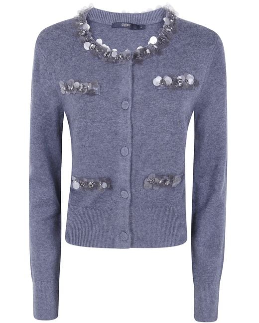 Seventy Blue Cardigan With Appliques