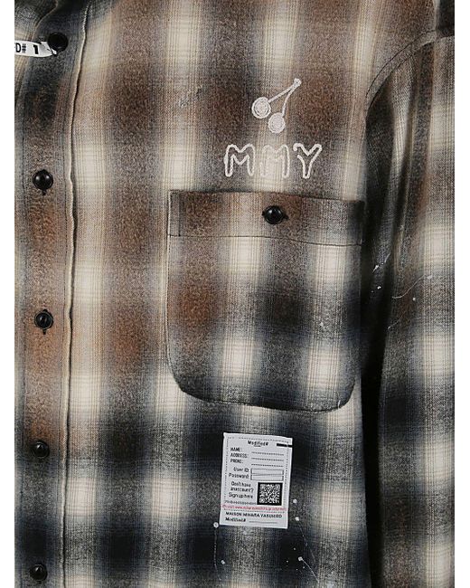 Maison Mihara Yasuhiro Black Distressed Check-Print Shirt for men