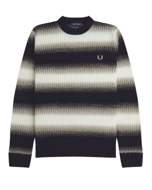 Fred Perry Gray Fp Striped Open Knit Jumper for men