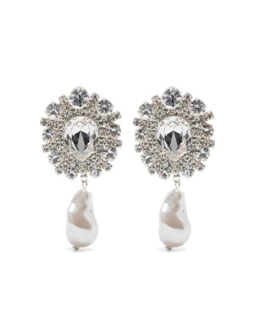 Magda Butrym White Crystal-embellished Clip-on Earrings