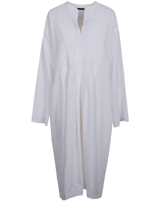 Sofie D ́hoore White Dong Long Sleeve Dress With Pleated Chest