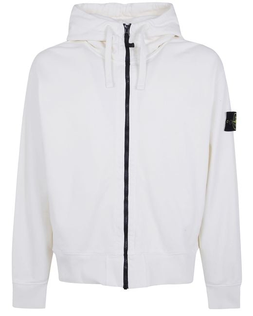Stone Island White Sweatshirt Main Feature "Hoodie" for men