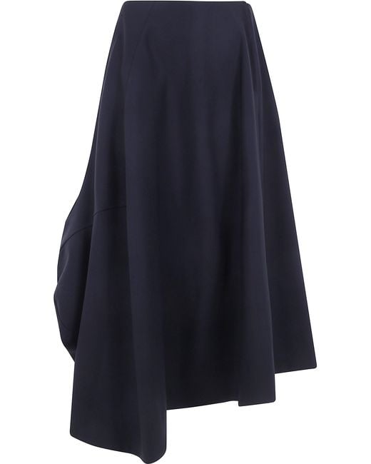 Comme des Garçons Blue Skirt Asymmetrical Light Wool Tropical Mid