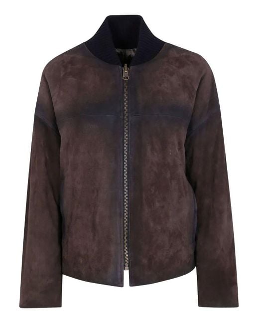 Ibrigu Black Reversible Leather Bomber Jacket