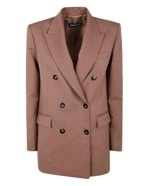 DR. HOPE Brown Oversized Double Breasted Blazer